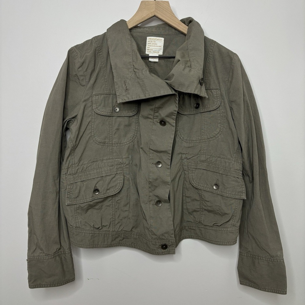 Eddie Bauer Ripstop Lightweight Utility Jacket Cropped Military Green Large 2011